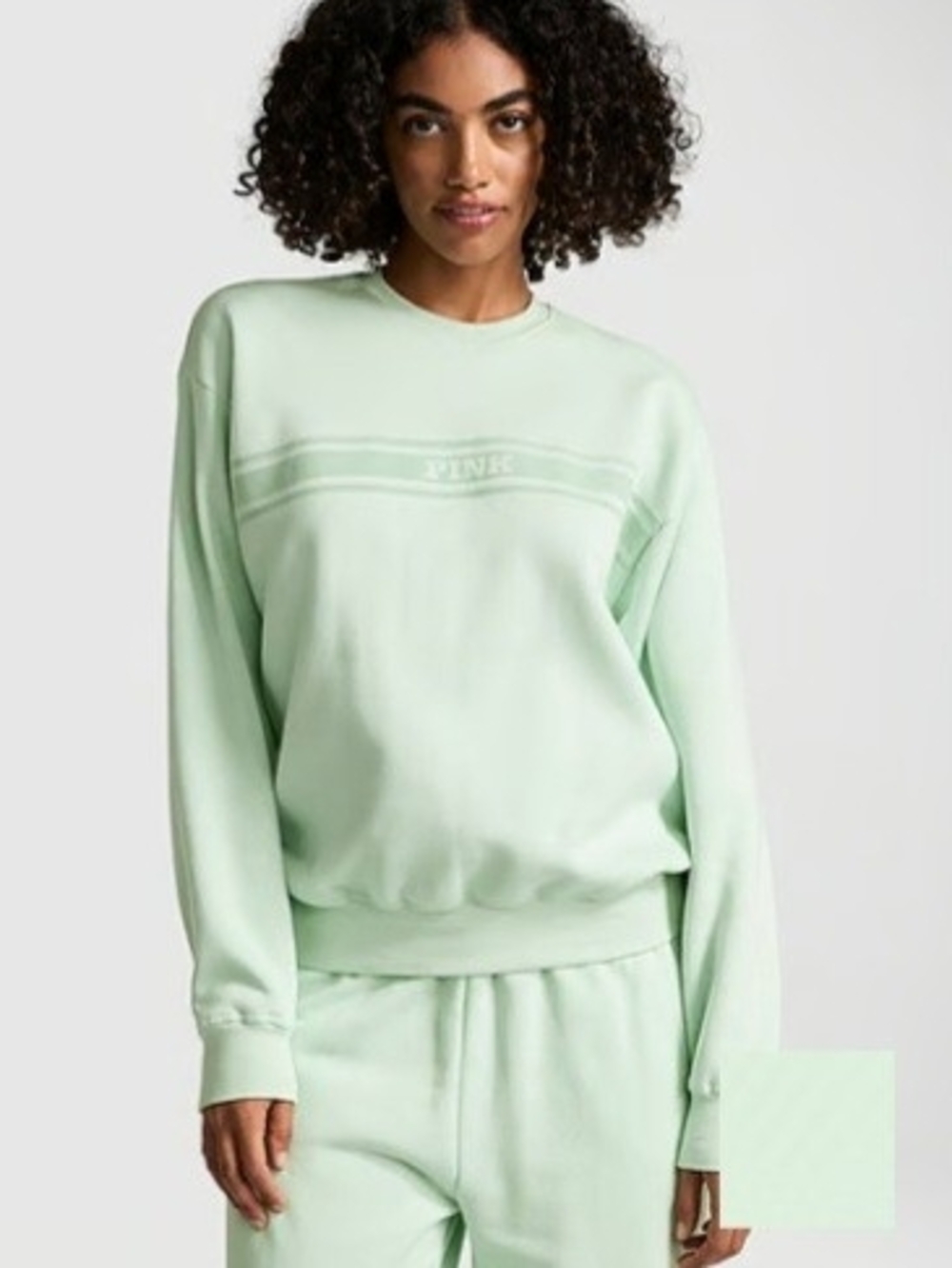 PINK Victorias Secret Mint Crewneck Oversized Sweatshirt Size M
